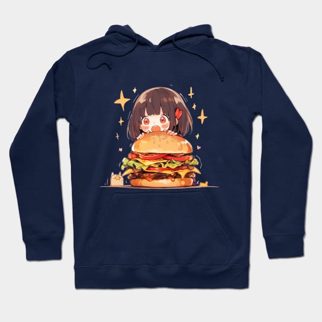 Burger Lover Girl Original Illustration art graphic Hoodie by luna doodle shop